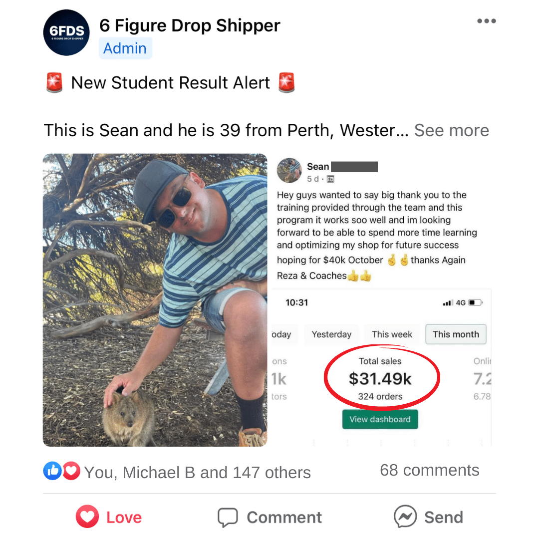 Thank you 6 Figure Drop Shipper